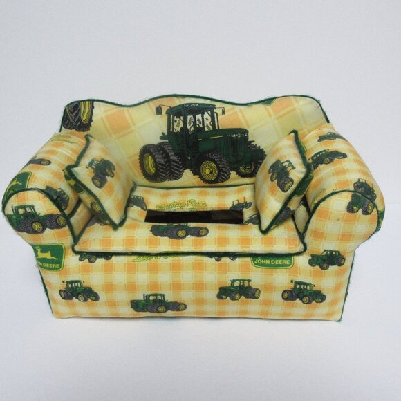 John Deere Sofa Tissue Box Cover Hand Made W/Pillow Nothing Runs Like A Deere! - Picture 1 of 5